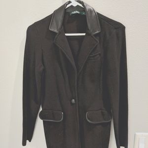 Lauren Ralph Lauren size extra small black fabric and leather jacket